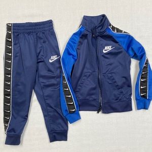 Nike Logo Taping full-zip jacket & jogger pants set, 3T, Navy/Blue, logo-taping